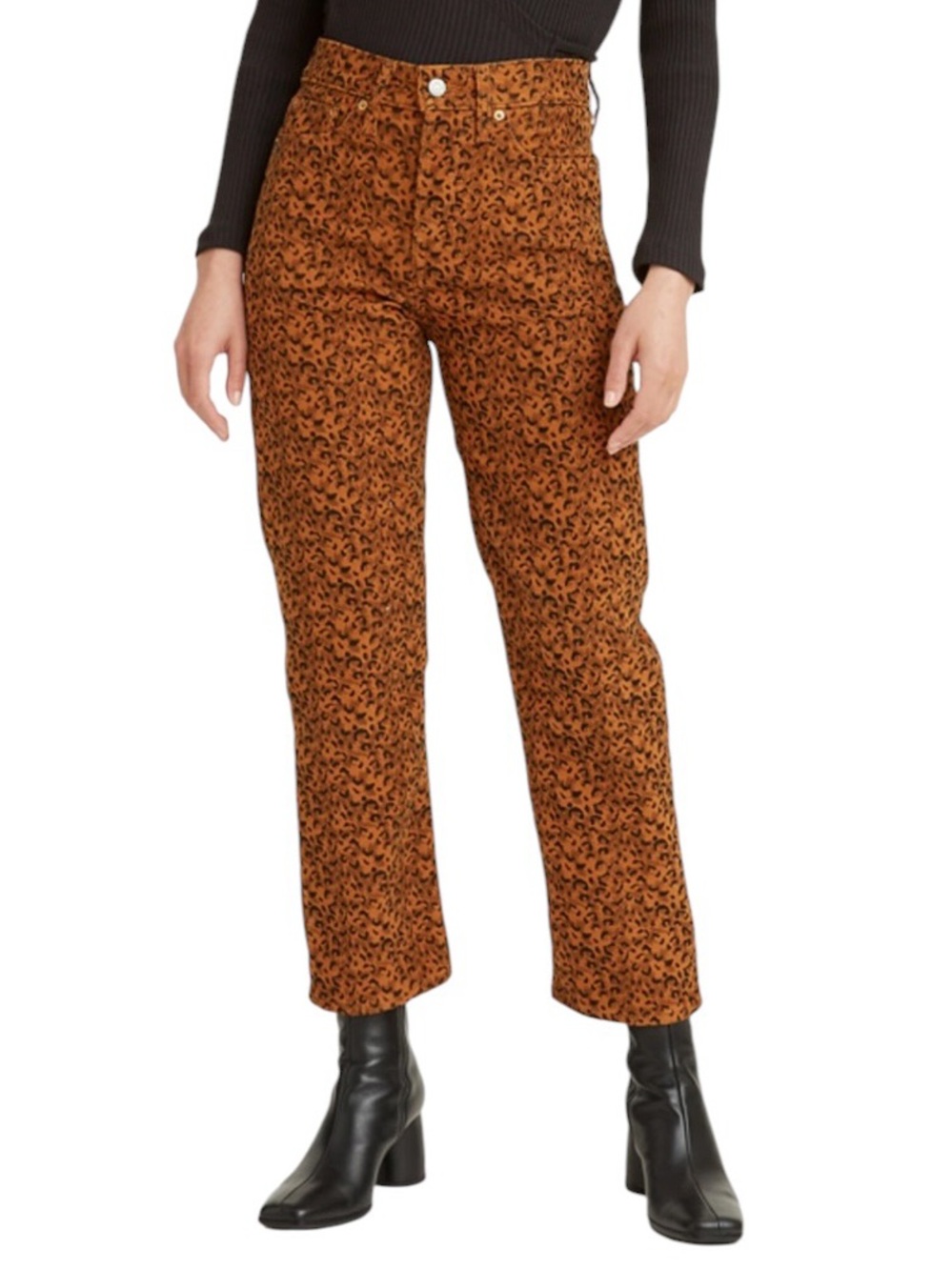 Levi's Women’s Wedgie Straight Corduroy Pants in Scratchy Leopard Ginger Size 25